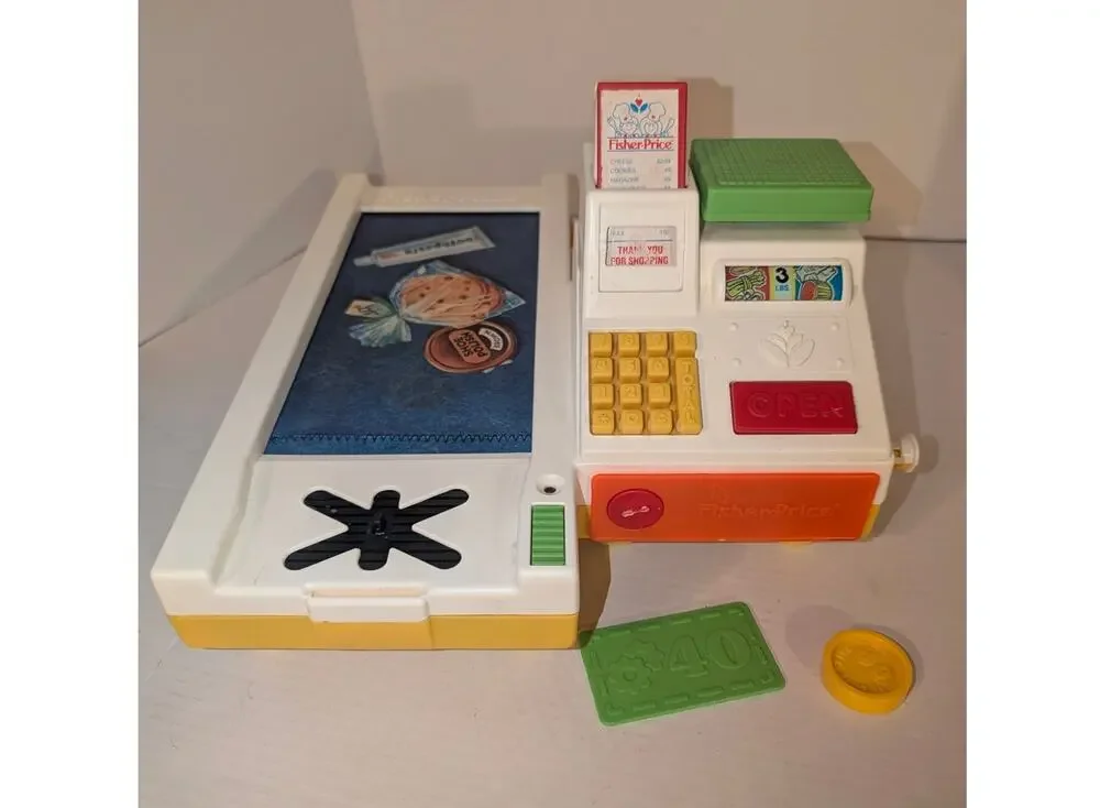 Vintage 1988 Fisher Price Magic Scan Checkout Counter Fun With Food #2102